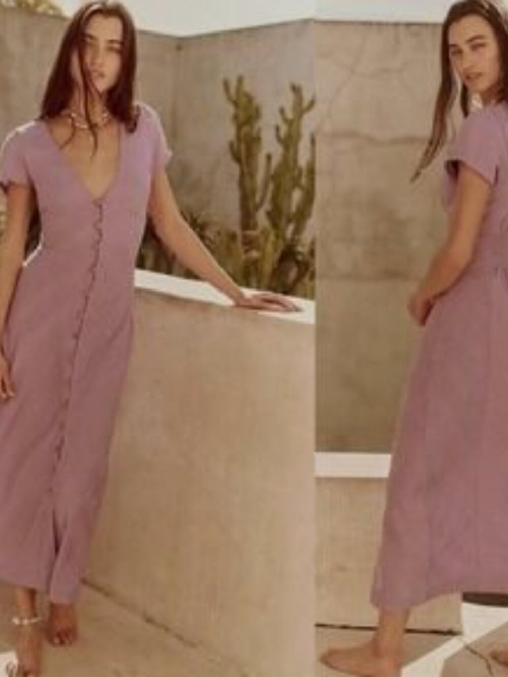 Free People New In Town Midi Dress, Pink/mauve, Size S